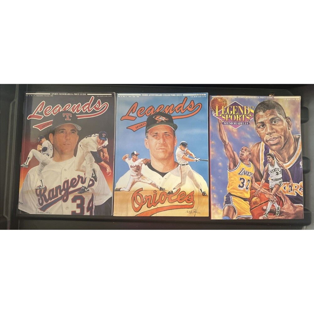 Legends Sports Memorabilia Magazines-Lot Of 3 With Uncut Cards Vintage 1991-1992